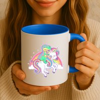 Pastel T-Rex Riding Magical Unicorn Funny Cute Mug