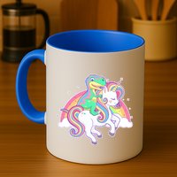 Pastel T-Rex Riding Magical Unicorn Funny Cute Mug
