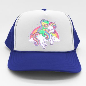 Pastel T-Rex Riding Magical Unicorn Funny Cute Trucker Hat