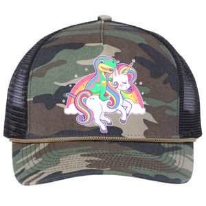 Pastel T-Rex Riding Magical Unicorn Funny Cute Retro Rope Trucker Hat Cap