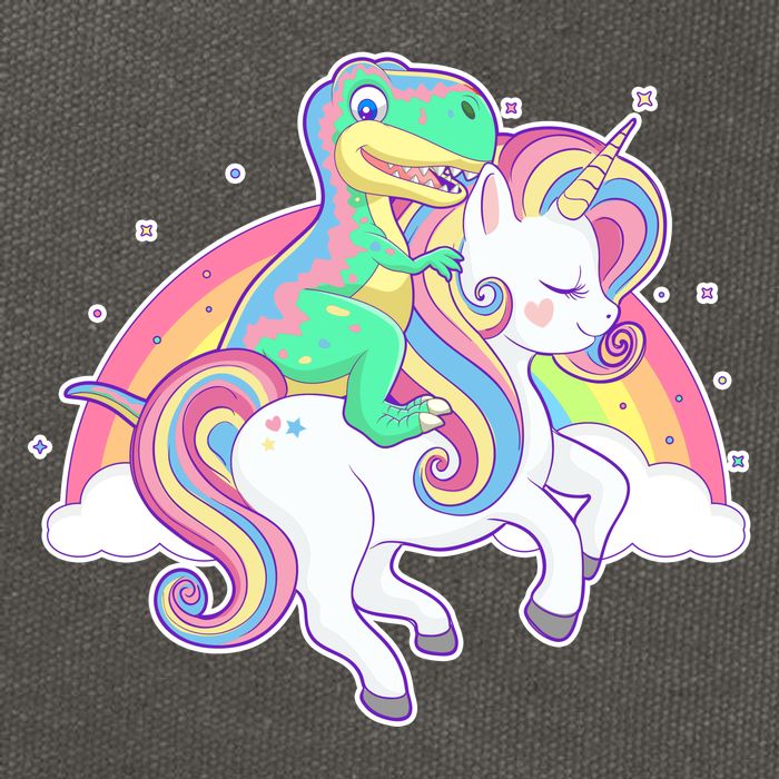 Pastel T-Rex Riding Magical Unicorn Funny Cute Cotton Canvas Backpack
