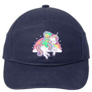 Pastel T-Rex Riding Magical Unicorn Funny Cute 7-Panel Snapback Hat