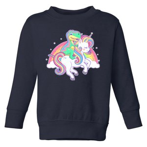 Pastel T-Rex Riding Magical Unicorn Funny Cute Toddler Sweatshirt