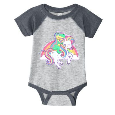 Pastel T-Rex Riding Magical Unicorn Funny Cute Infant Baby Jersey Bodysuit
