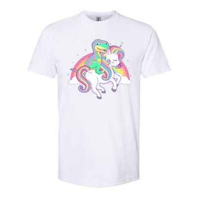 Pastel T-Rex Riding Magical Unicorn Funny Cute Softstyle® CVC T-Shirt