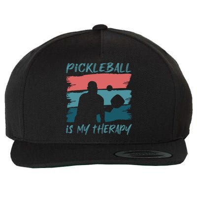 Pickleball As Therapy Funny Saying Hobby Sports Cool Gift Wool Snapback Cap