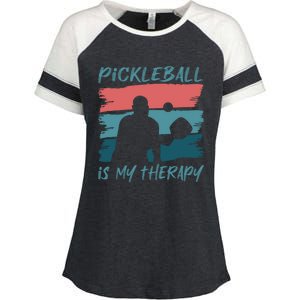 Pickleball As Therapy Funny Saying Hobby Sports Cool Gift Enza Ladies Jersey Colorblock Tee