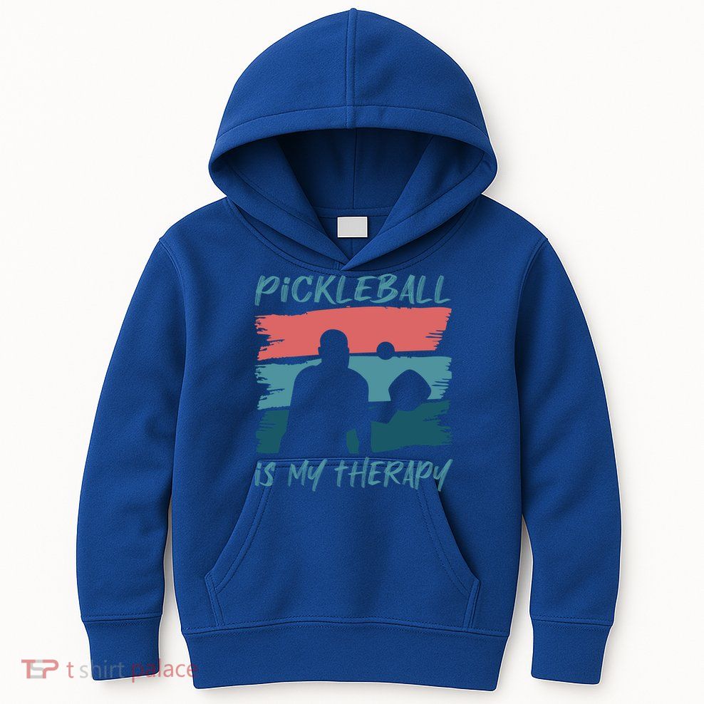 Pickleball As Therapy Funny Saying Hobby Sports Cool Gift Kids Hoodie