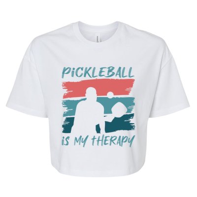 Pickleball As Therapy Funny Saying Hobby Sports Cool Gift Bella+Canvas Jersey Crop Tee