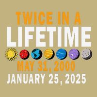 Planetary Alignment Twice In A Lifetime May 2000 Jan 2025 T-Shirt
