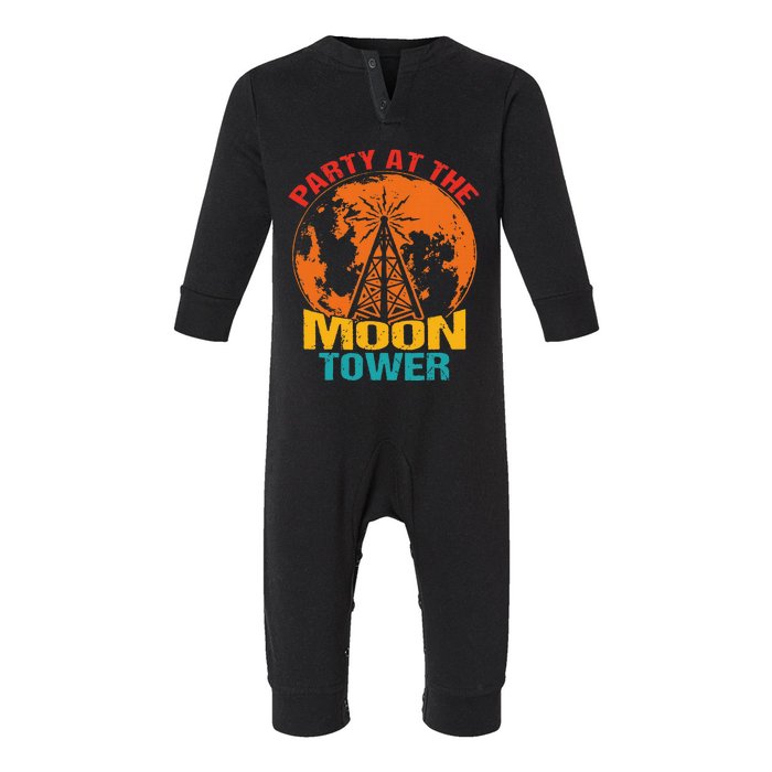 Party At The Moon Tower Vintage Apparel Infant Fleece One Piece