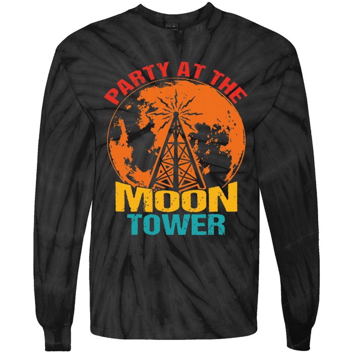 Party At The Moon Tower Vintage Apparel Tie-Dye Long Sleeve Shirt