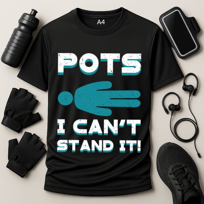 Pots Awareness Turquoise Ribbon Dysautonomia Neurologists Gift Cooling Performance Crew T-Shirt
