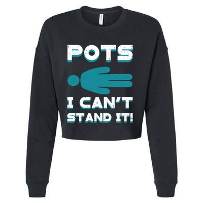 Pots Awareness Turquoise Ribbon Dysautonomia Neurologists Gift Cropped Pullover Crew