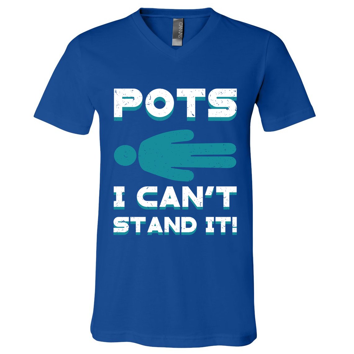 Pots Awareness Turquoise Ribbon Dysautonomia Neurologists Gift V-Neck T-Shirt