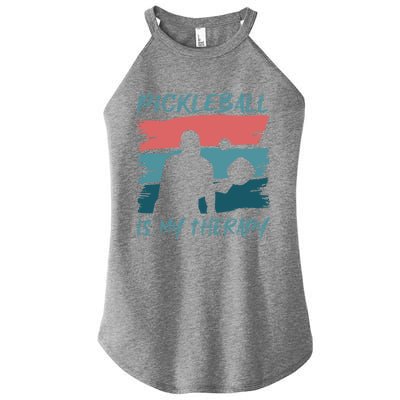 Pickleball As Therapy Funny Saying Hobby Sports Gift Women’s Perfect Tri Rocker Tank