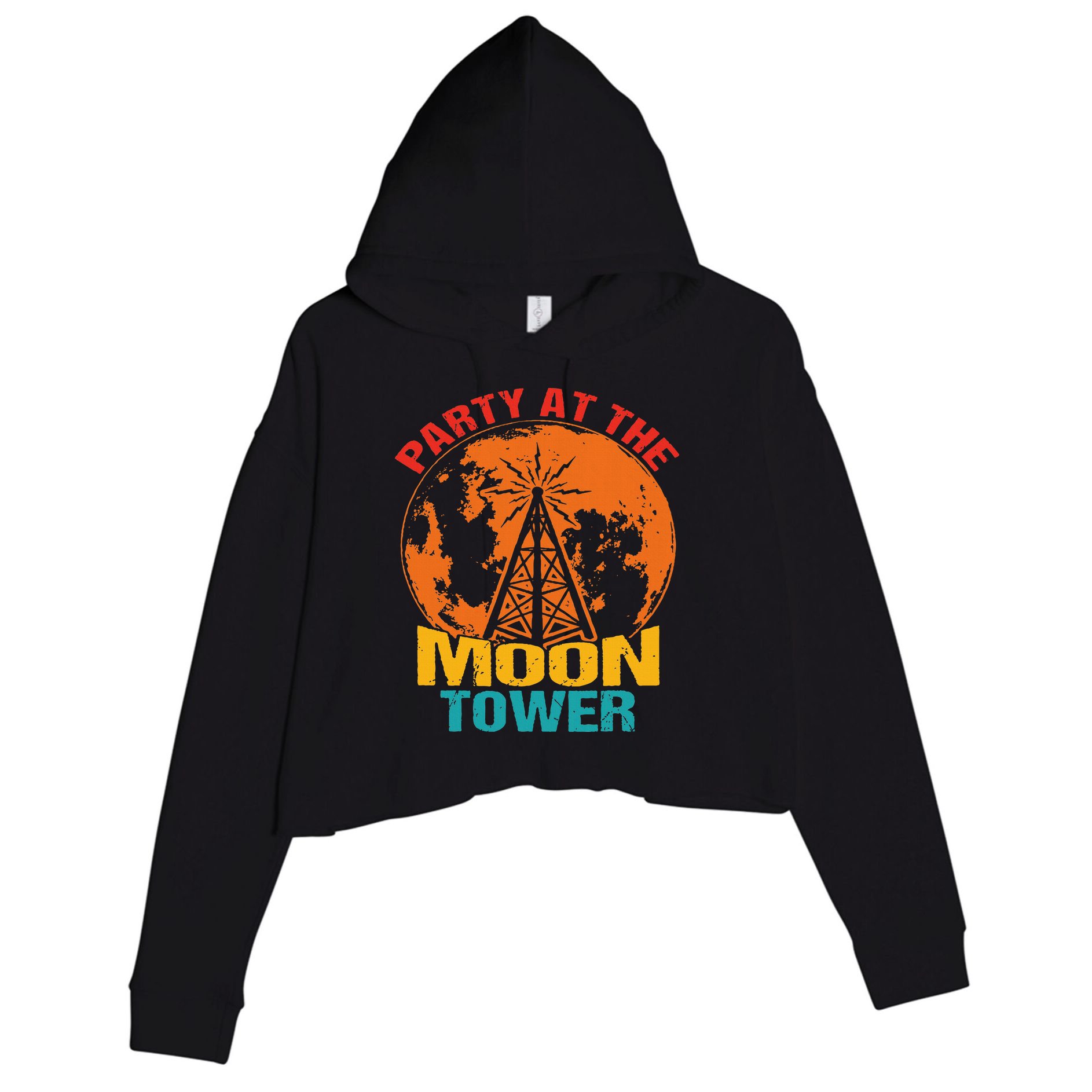 Party At The Moon Tower Crop Fleece Hoodie