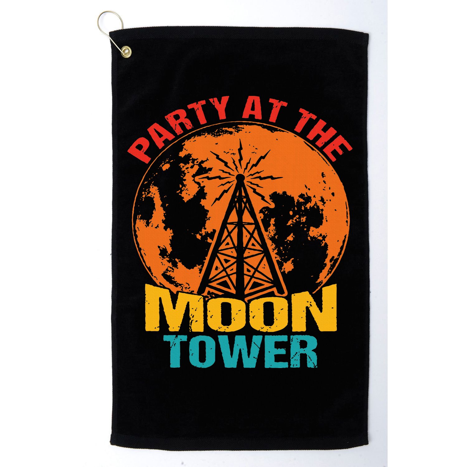 Party At The Moon Tower Golf Towel