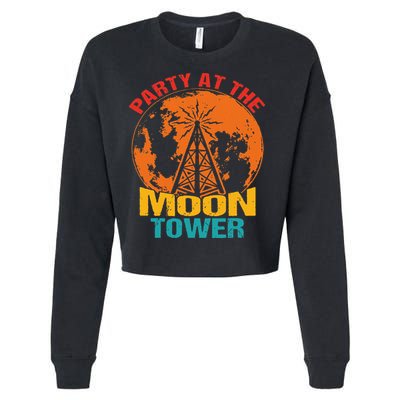 Party At The Moon Tower Cropped Pullover Crew
