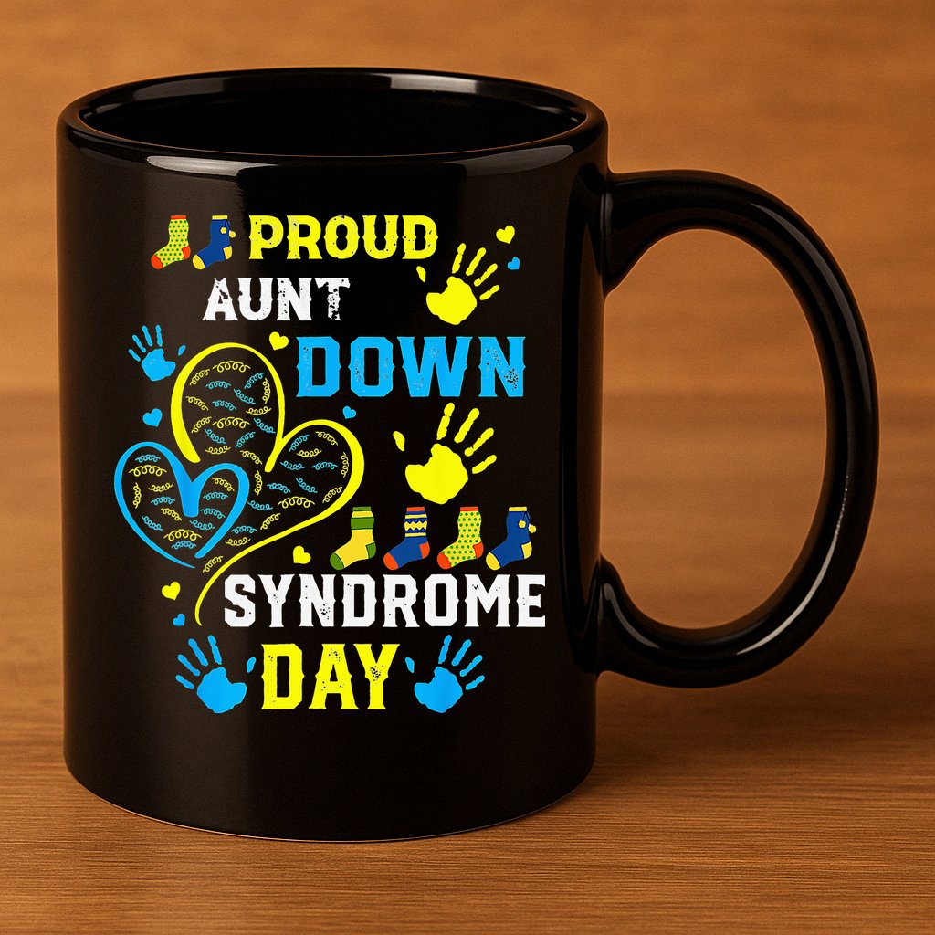 Proud Aunt T21 World Down Syndrome Awareness Day 11oz C Handle Ceramic Mug