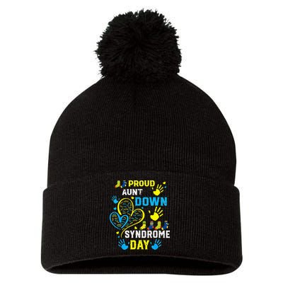 Proud Aunt T21 World Down Syndrome Awareness Day Pom Pom 12in Knit Beanie