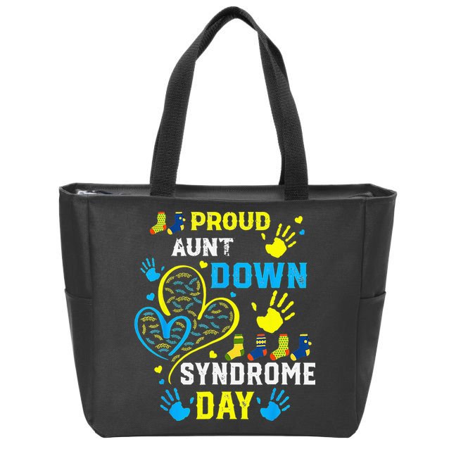 Proud Aunt T21 World Down Syndrome Awareness Day Zip Tote Bag