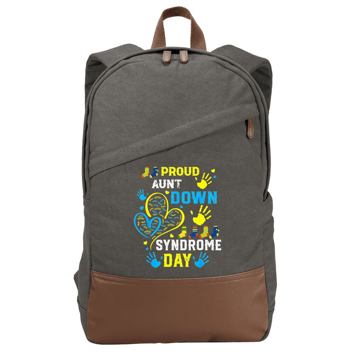 Proud Aunt T21 World Down Syndrome Awareness Day Cotton Canvas Backpack