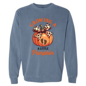 Pregnancy Announcement Thanksgiving Growing Little A Pumpkin Garment-Dyed Sweatshirt