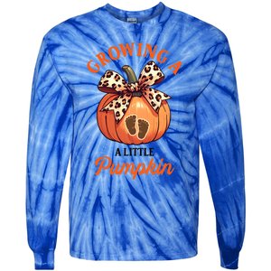 Pregnancy Announcement Thanksgiving Growing Little A Pumpkin Tie-Dye Long Sleeve Shirt