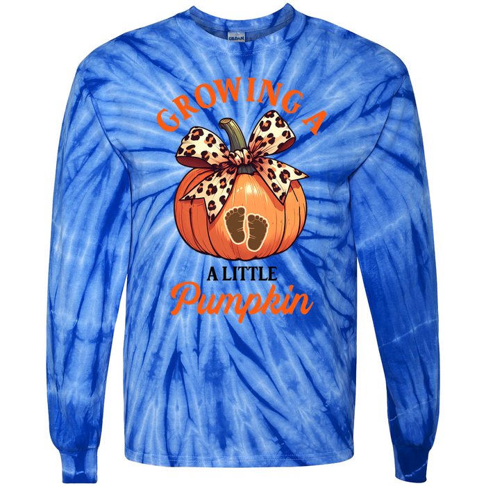 Pregnancy Announcement Thanksgiving Growing Little A Pumpkin Tie-Dye Long Sleeve Shirt