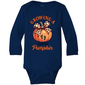 Pregnancy Announcement Thanksgiving Growing Little A Pumpkin Baby Long Sleeve Bodysuit