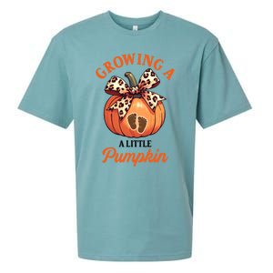 Pregnancy Announcement Thanksgiving Growing Little A Pumpkin Sueded Cloud Jersey T-Shirt