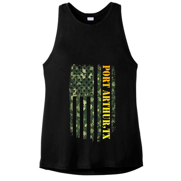 Port Arthur Texas Camouflage Usa Flag Ladies PosiCharge Tri-Blend Wicking Tank