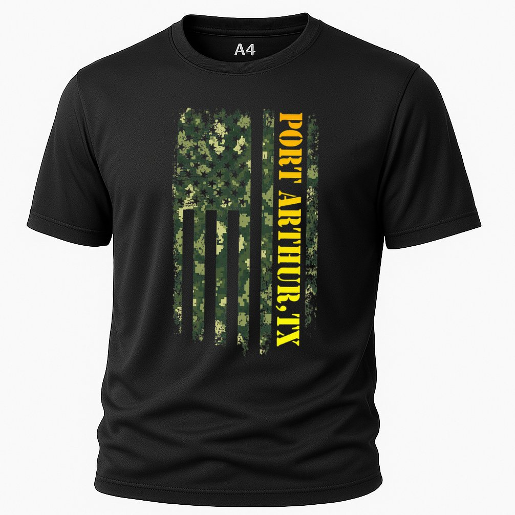 Port Arthur Texas Camouflage Usa Flag Cooling Performance Crew T-Shirt