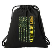 Port Arthur Texas Camouflage Usa Flag Drawstring Bag