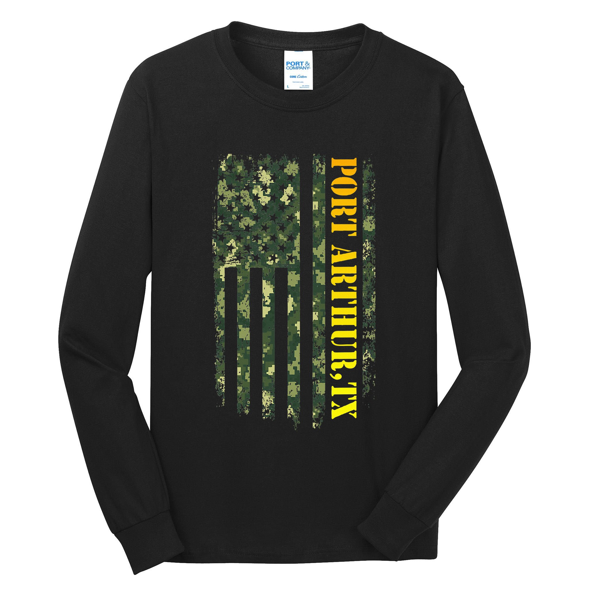 Port Arthur Texas Camouflage Usa Flag Tall Long Sleeve T-Shirt