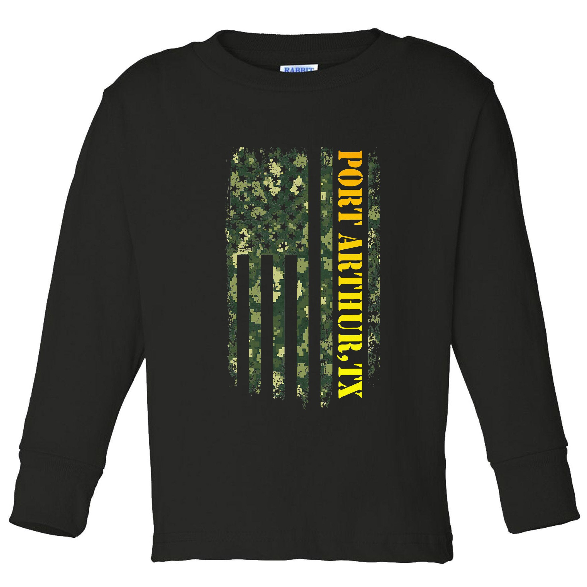 Port Arthur Texas Camouflage Usa Flag Toddler Long Sleeve Shirt