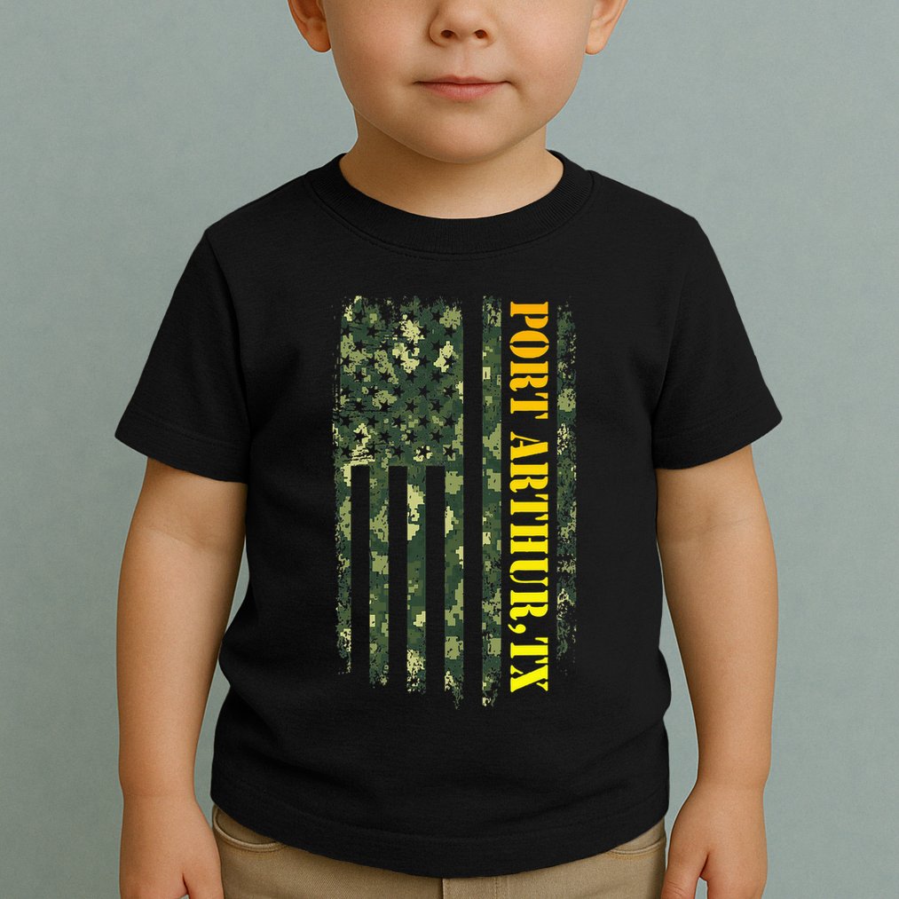 Port Arthur Texas Camouflage Usa Flag Toddler T-Shirt