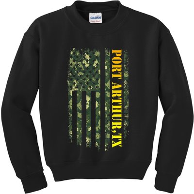 Port Arthur Texas Camouflage Usa Flag Kids Sweatshirt