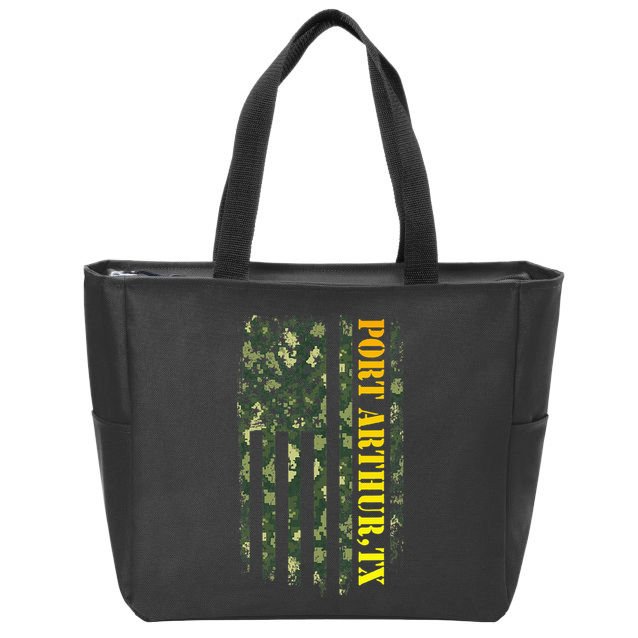 Port Arthur Texas Camouflage Usa Flag Zip Tote Bag