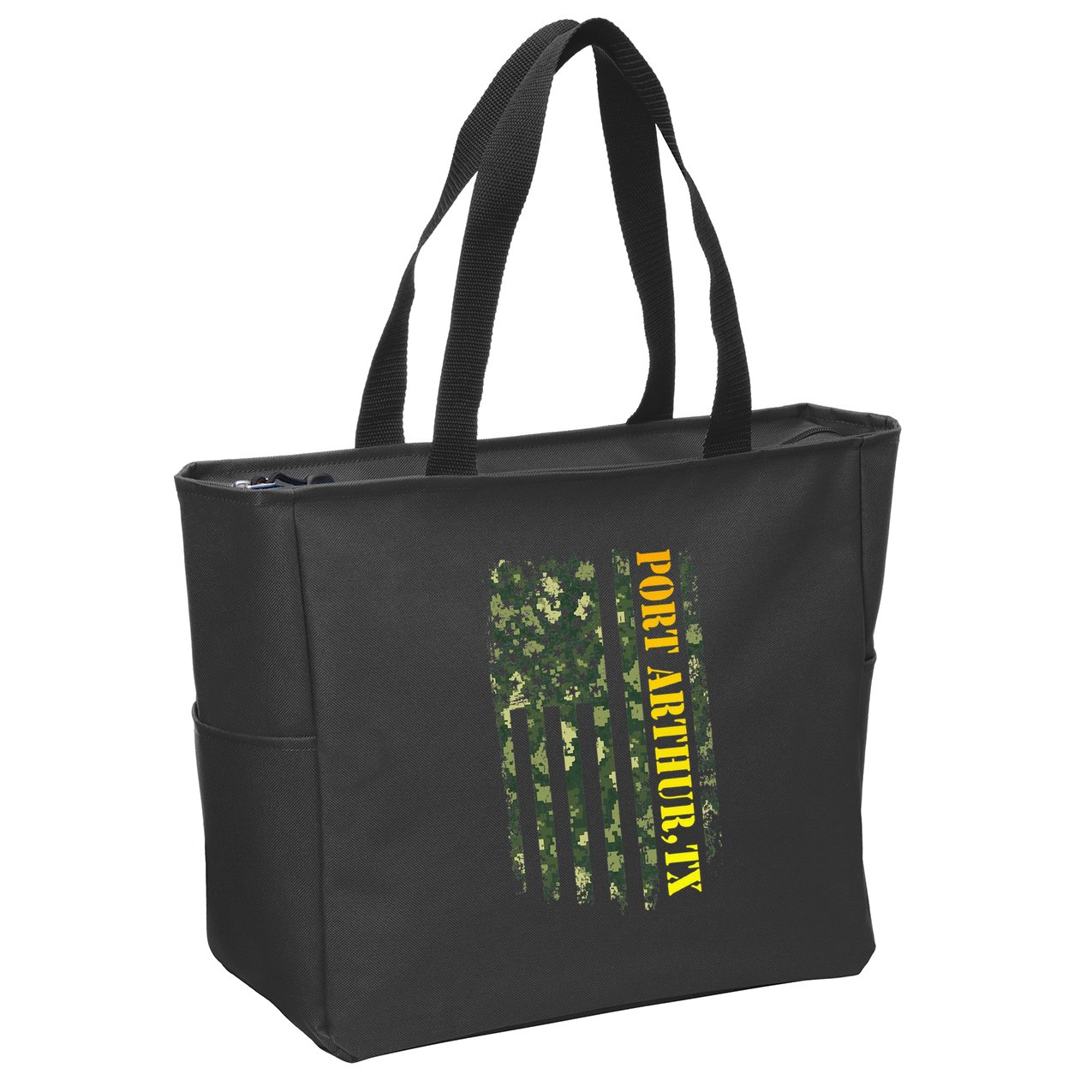 Port Arthur Texas Camouflage Usa Flag Zip Tote Bag