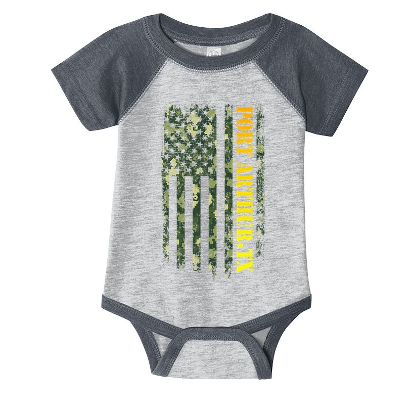 Port Arthur Texas Camouflage Usa Flag Infant Baby Jersey Bodysuit