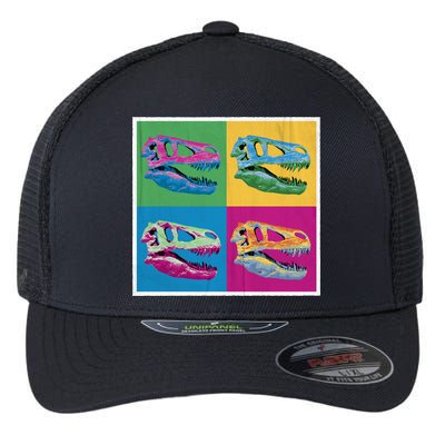 Pop Art TRex Skeleton Tyrannosaurus Rex Flexfit Unipanel Trucker Cap