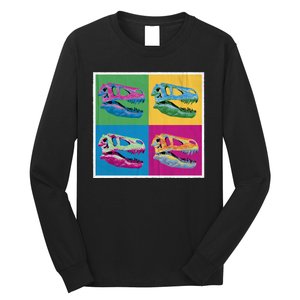 Pop Art TRex Skeleton Tyrannosaurus Rex Long Sleeve Shirt