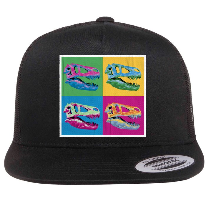 Pop Art TRex Skeleton Tyrannosaurus Rex Flatbill Hat