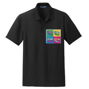 Pop Art TRex Skeleton Tyrannosaurus Rex Dry Zone Grid Polo