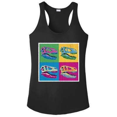 Pop Art TRex Skeleton Tyrannosaurus Rex Ladies PosiCharge Competitor Racerback Tank