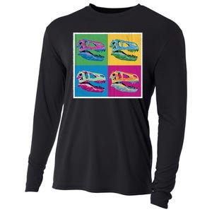 Pop Art TRex Skeleton Tyrannosaurus Rex Cooling Performance Long Sleeve Crew