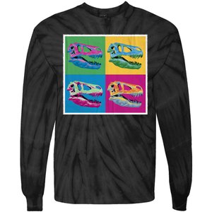 Pop Art TRex Skeleton Tyrannosaurus Rex Tie-Dye Long Sleeve Shirt