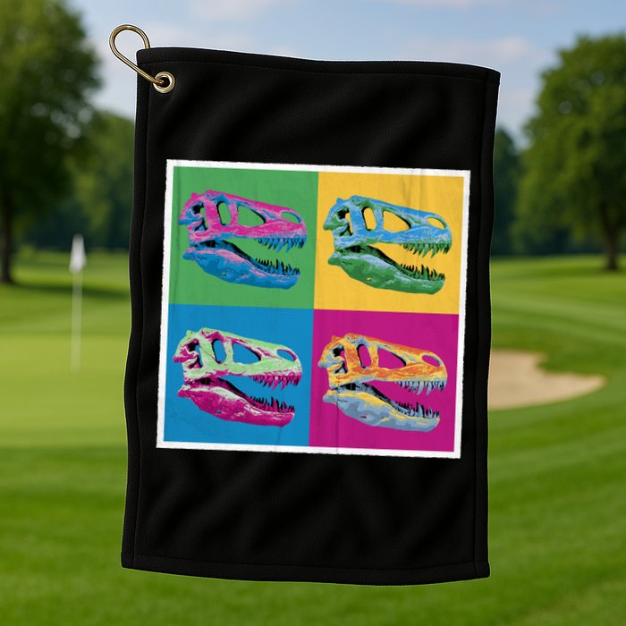 Pop Art TRex Skeleton Tyrannosaurus Rex Golf Towel